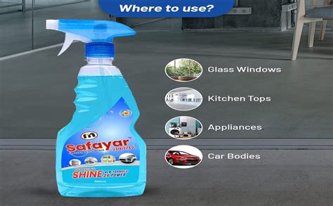 Safayar Glass and Surface Cleaner Liquid Spray| Extra Sparkle Regularly ...