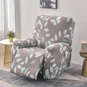 House of Quirk Polyester Recliner Slipcover 4 Pieces Stretch Printed ...