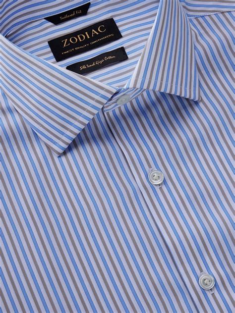 Buy Barboni Blue Striped Full Sleeve Single Cuff Tailored Fit Classic ...
