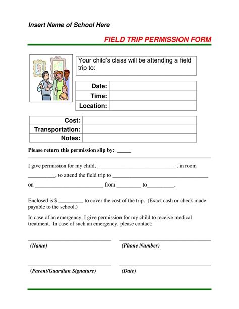 Printable Simple Permission Slip Template