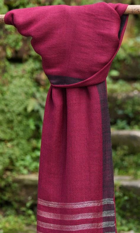 Avani | Pointed Twill Merino Wool Shawl | Purple, Black With Golden ...