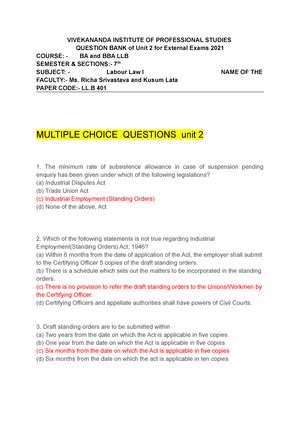 Minimum Wages Act - Labour Law II - Miner ridrug port Boil) - Studocu