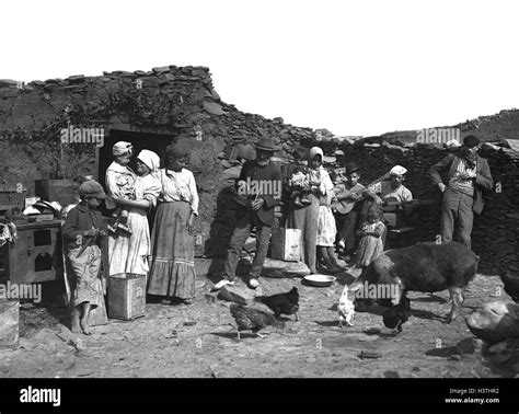 Spanish peasant farming family gathering with their animals 1910 Stock ...