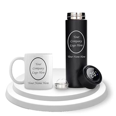 Buy Savri Personalized Corporate Gift Set: Black Temp Bottle with Name ...