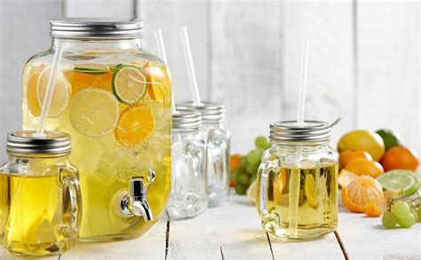 Cracker 5 Liter Glass Cold Water Mason Jar Beer Dispenser Drink ...