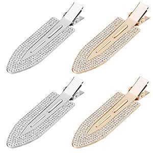 PAGOW Rhinestone No Bend Hair Clips, 4pcs bangs hair clip with Metal ...