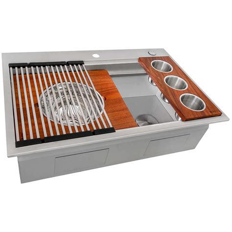 Ruvati 33-inch Workstation Two-Tiered Ledge Kitchen Sink Drop-in ...