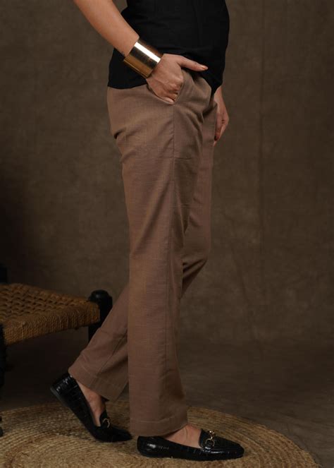Classic beige full length narrow fitted formal pant – Sujatra