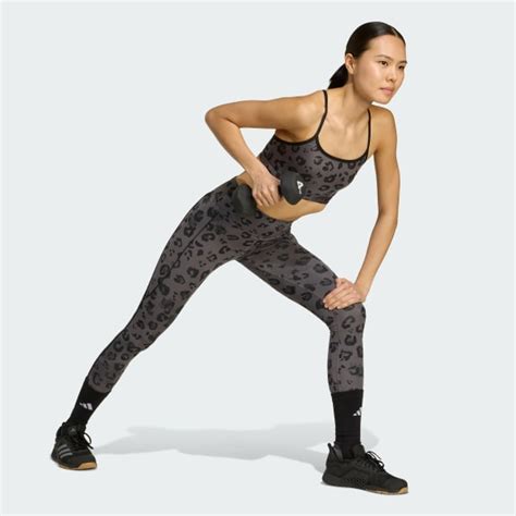 adidas Powerreact Essentials Light Support Bra Print - Grey | Free ...