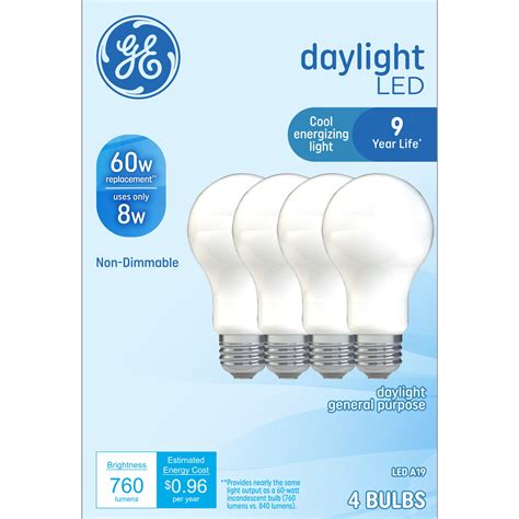 GE LED Light Bulbs, 60 Watt, Daylight, A19 Bulbs, Medium Base, Frosted ...