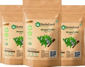 HerbsLand Bhringraj Powder for hair growth and conditioning (90gm Each ...