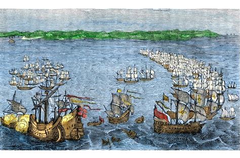 The defeat of the Spanish Armada in 1588 – a fleet of Spanish ships led ...