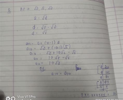 find the 10th term of the sequence √2,√8,√18... - Brainly.in