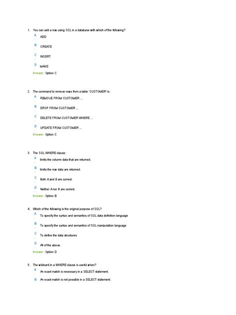 Image result for Simple SQL Questions and Answers