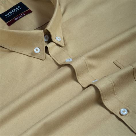 Sand Colour Cotton Oxford Button Down Collar Shirt For Men – Punekar Cotton