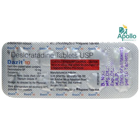 Dazit 10 Tablet | Uses, Side Effects, Price | Apollo Pharmacy