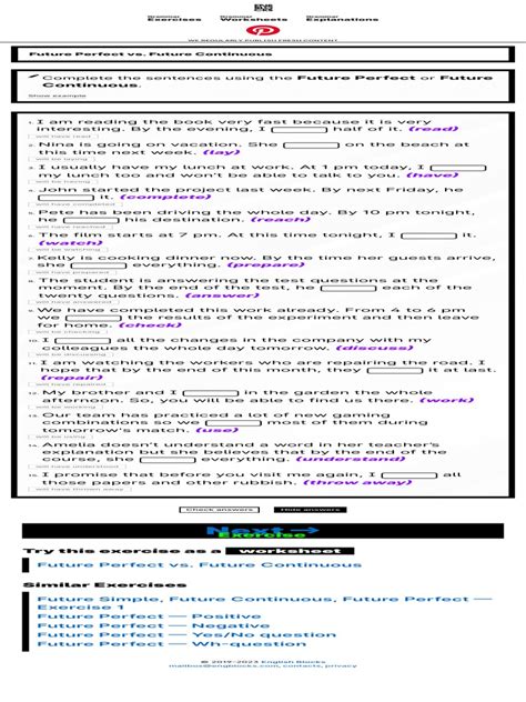 Future Progressive Tense Exercise .Pdf 的图像结果