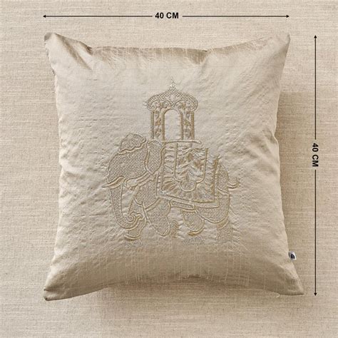 Buy Velin Yaanai Set of 2 Elephant Embroidered Cushion Covers - 40x40cm ...