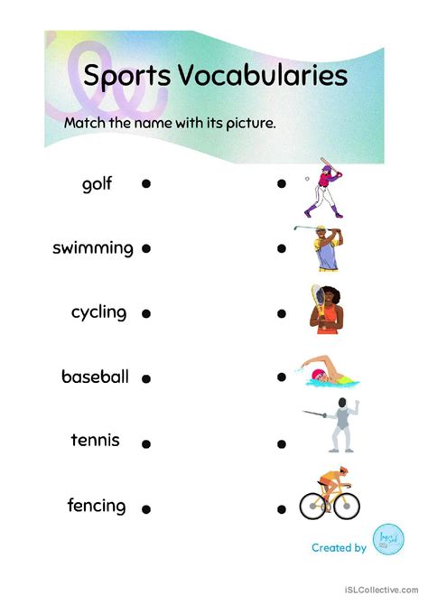 Sports Matching Worksheet 的图像结果