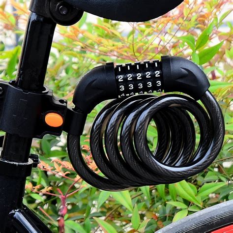 Sportneer Bike Lock Cable, 5-Digit Resettable Number Combination 4-Feet ...
