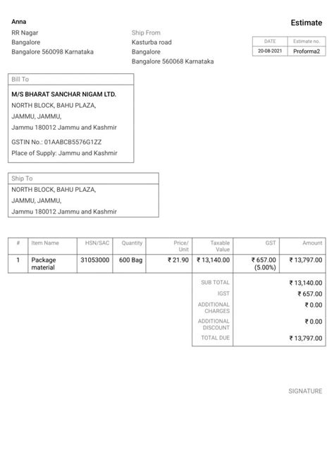 Proforma Invoice Format - Sample Formats for Use & Benefits
