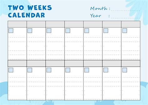 Two Week Calendar Printable