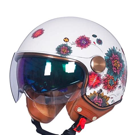Buy Matte Black/Flower · Open Face Vespa Helmet · Men & Women ...