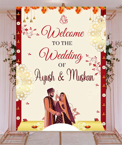 Theme My Party Personalised Wedding Ceremony Sign Board - Indian ...