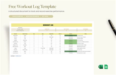 Exercise Log Excel Template 的图像结果