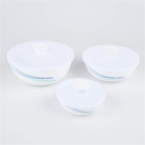 Buy Velox Cool Lines Set of 3 Opalware Mixing Bowls with Lids from Home ...