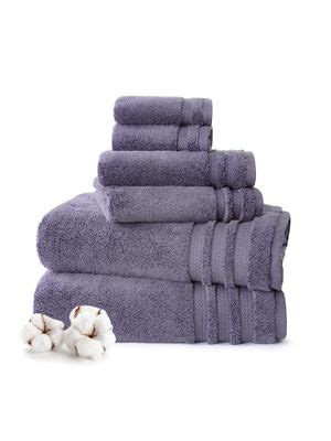 Buy MYTRIDENT Purple Finesse Cotton Bath Towels (Pack of 6) (L) Online