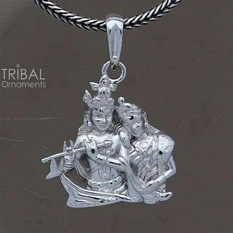 925 sterling silver Lord Krishna and Radha , amazing divine pendant lo ...