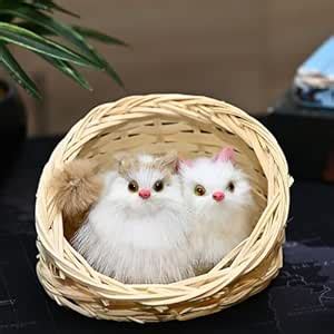 HindCraft Soft Toys for Girl - Sleeping Cat in Basket Mini Kitten Doll ...