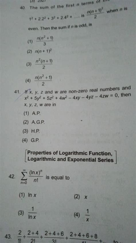 [ Properties of Logarithmic Function, Logarithmic and Exponential Series..