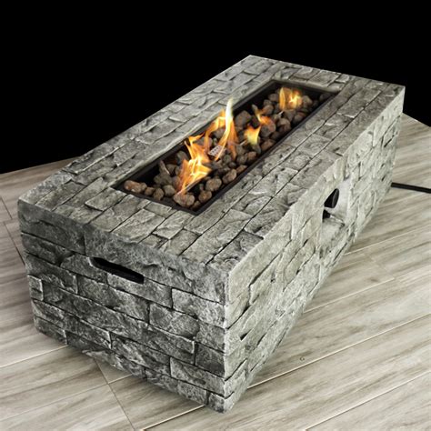 Loon Peak® Fiber Reinforced Concrete Propane/Natural Gas Fire Pit Table ...