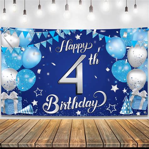 Amazon.com: KatchOn, Xtralarge, Blue Happy 4th Birthday Banner - 72x44 ...