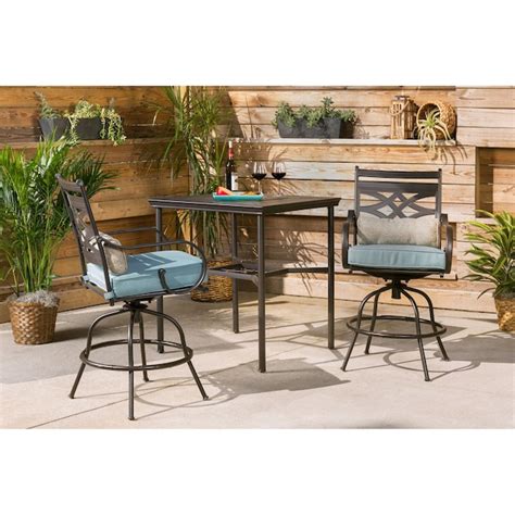 Hanover Montclair 3-Piece Brown Bar Height Patio Dining Set Steel ...