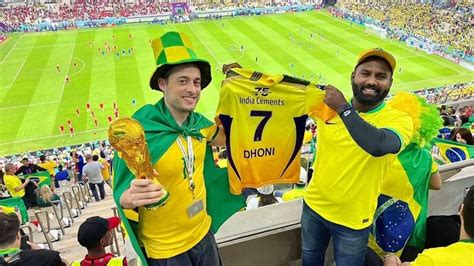 FIFA World Cup 2022: MS Dhoni fan flaunts CSK jersey during Brazil vs ...