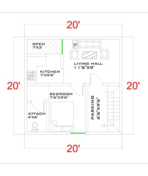 20x20 houseplans|400 sq ft house plans|Download plan pdf format