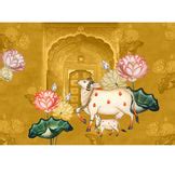 Yellow Pichwai Wallpaper for Lobby and Temple Walls | Life n Colors