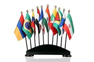 The Flag Company – 10 Country Flag Stand | International Flag Set with ...