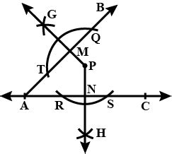 Using a protractor, draw BAC of measure 45^∘ . Take a point P in the ...