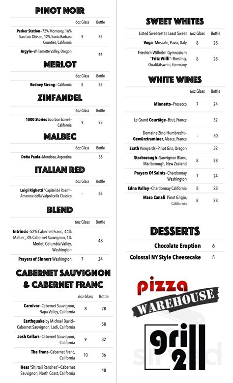 Pizza Warehouse menu in Paducah, Kentucky, USA