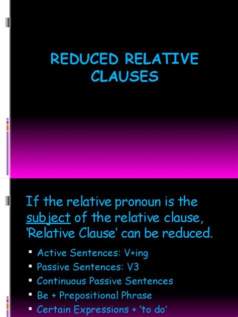 Image result for Reducec Relative Participle Clauses