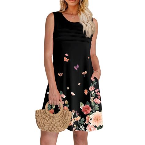 GXIPO Petite Summer Dresses for Women Beach Vacation Sleeveless Pleated ...