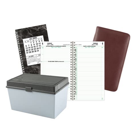 Day-Timer® Two Page Per Day Original Armorhide Leather Planning Bundle ...