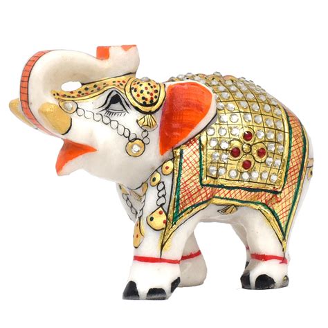 Buy KRAFTSKALA Marble Elephant 4 inch Size Home Decor Rajasthani Statue ...