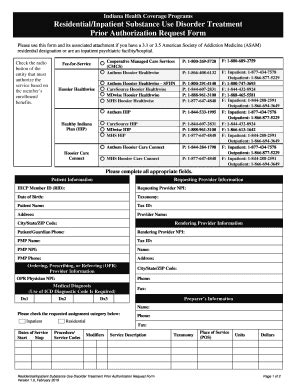 Fillable Online IHCP Residential/Inpatient Substance Use Disorder ...