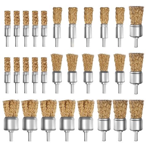 Buy ATOPLEE 30pcs Brass Coated Wire Brush Wheel & Cup Brush Set with 1/ ...