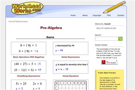 Image result for Pre Lgebra Lesson Worksheet
